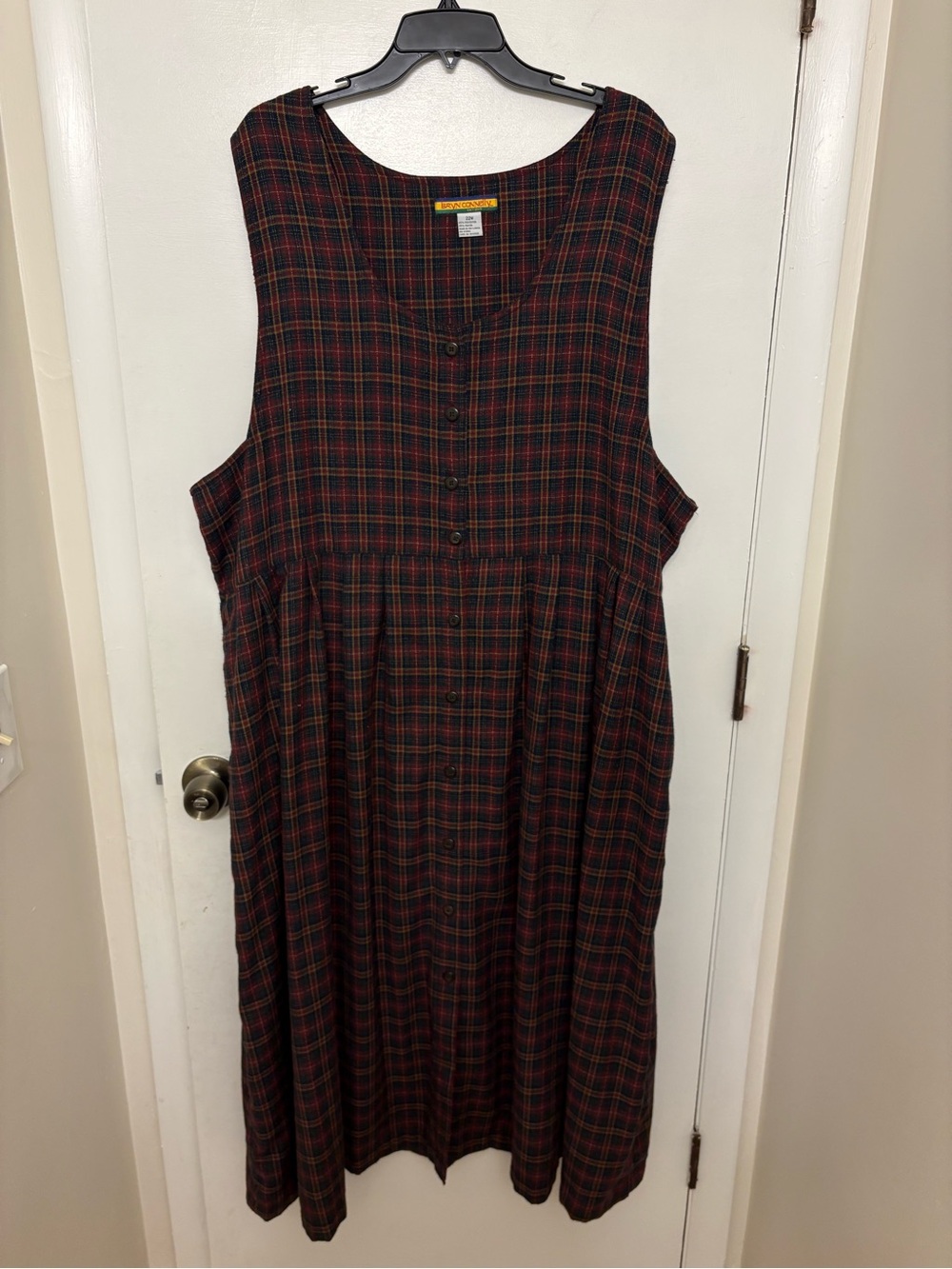 Vtg 90s Bryn Connelly Plaid Jumper Dress Dark Academia Teacher Plus Size 22W